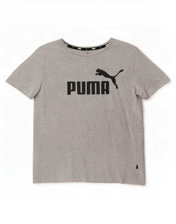 T-shirt grafica da donna Puma UK 14 cotone chiazzato grigio medio
