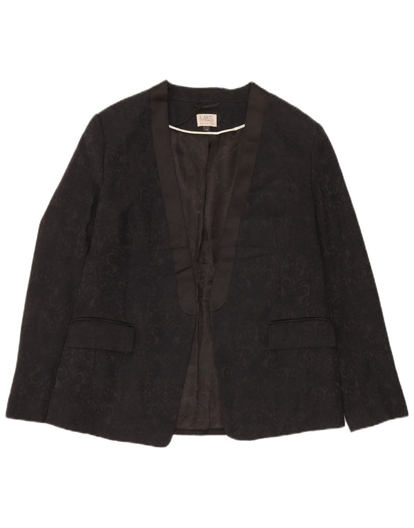 Marks & Spencer Chaqueta tipo blazer abierta para mujer UK 44 Mediana Algodón Paisley negro