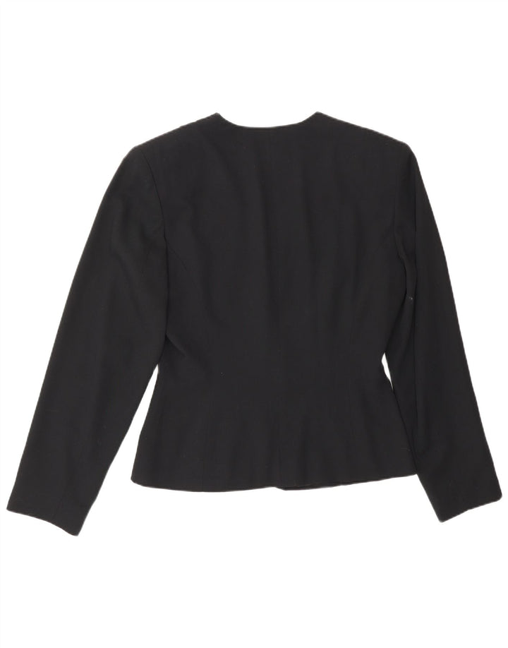 Cartoon Damen 9-Knopf-Blazerjacke EU 36 Kleine schwarze Viskose mit Blumenmuster