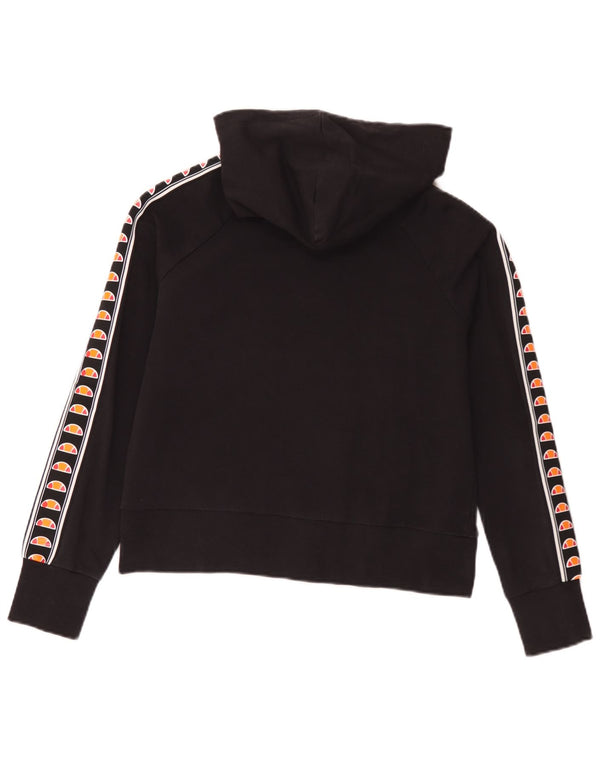 Ellesse Dame Grafisk Hættetrøje Sweater UK 14 Medium Sort Bomuld