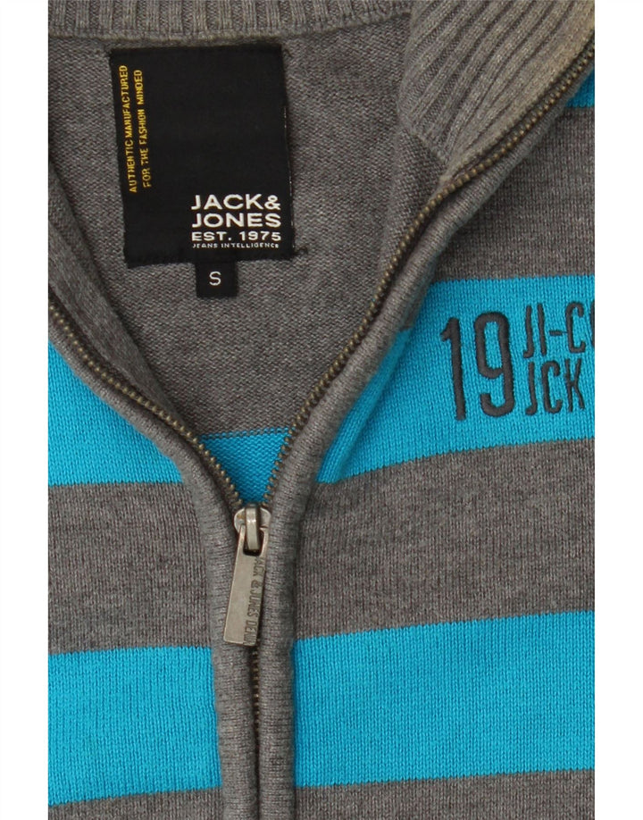 JACK & JONES Mens Cardigan Sweater Small Blue Striped Cotton Vintage Jack & Jones and Second-Hand Jack & Jones from Messina Hembry 
