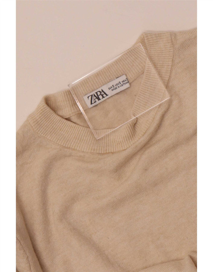 Zara Womens Crew Neck Jumper Sweater UK 10 Small Off White