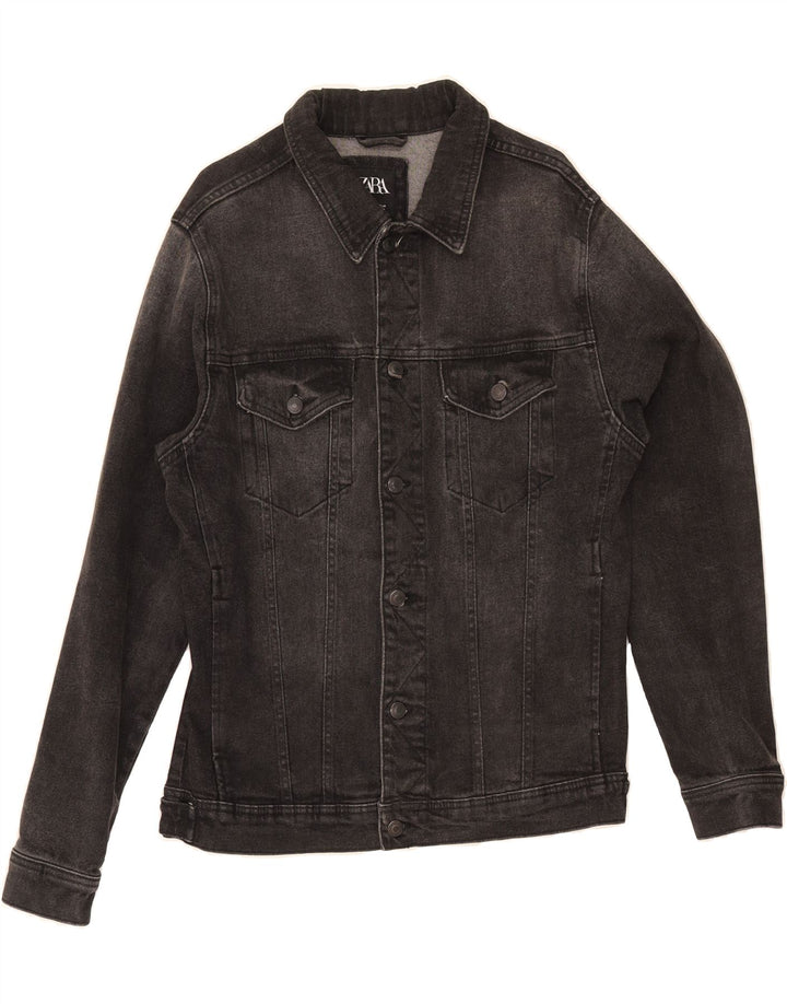 ZARA Womens Denim Jacket UK 18 XL Black Vintage Zara and Second-Hand Zara from Messina Hembry 