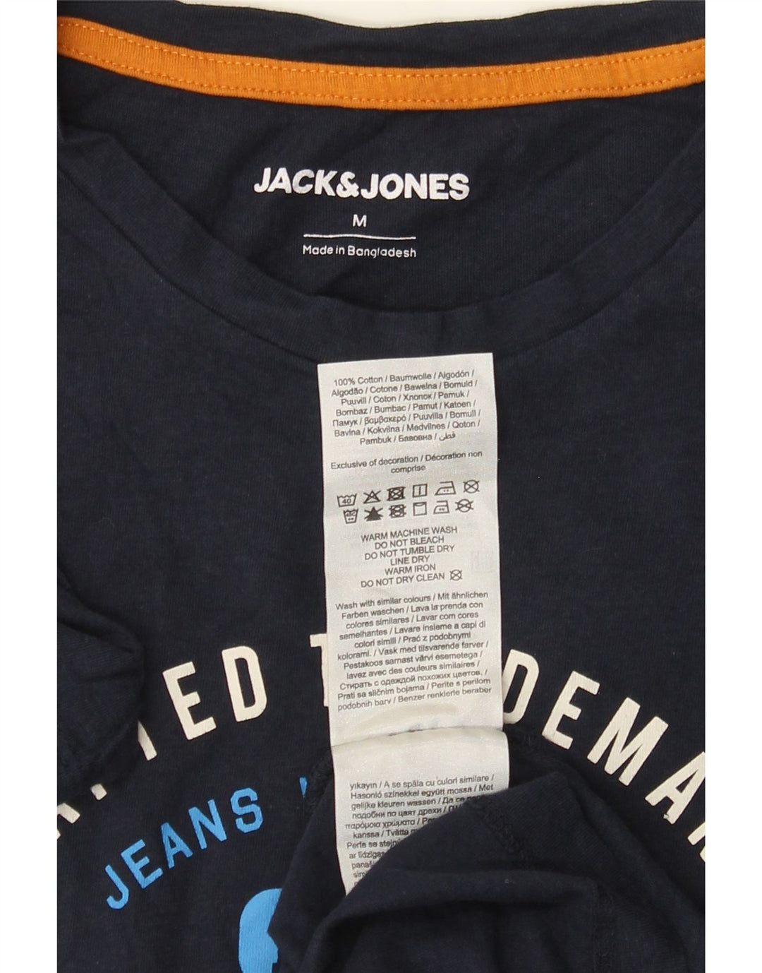 Jack & Jones Herre grafisk T-shirt Top Medium Marineblå Bomuld