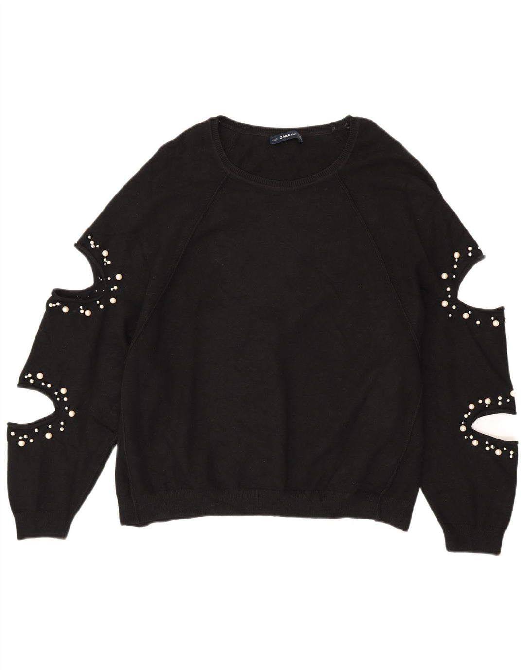 ZARA Womens Oversized Boat Neck Jumper Sweater UK 14 Medium Black