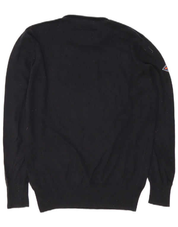 Superdry Mens Crew Neck Jumper Sweater Small Black Cotton