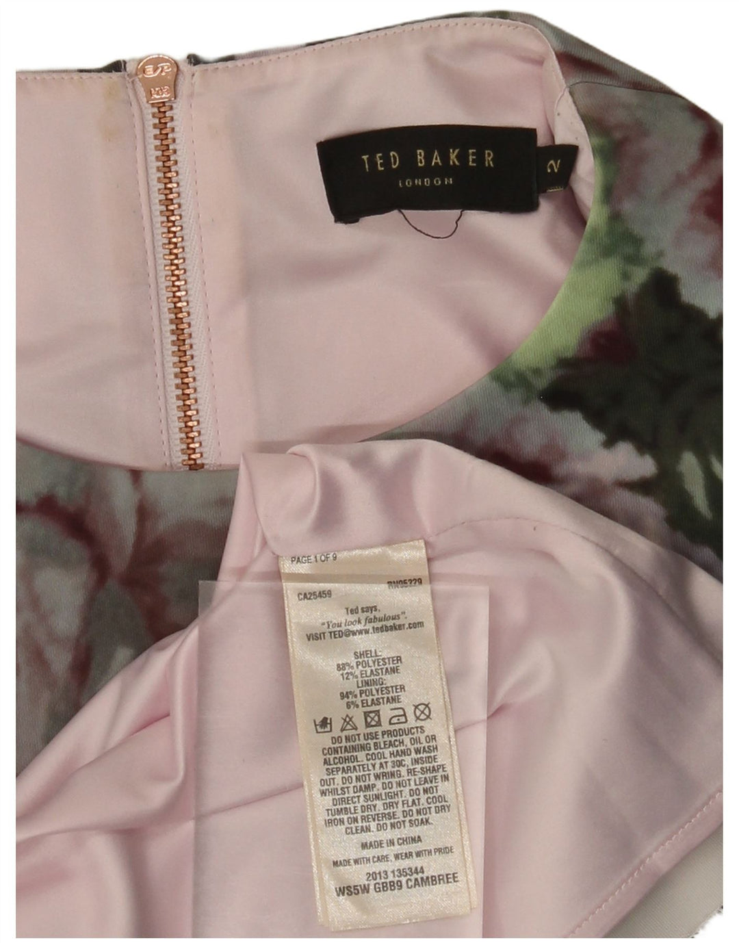 Damska sukienka płaszczowa TED BAKER, rozmiar 2, mała, wielobarwny, kwiatowy poliester