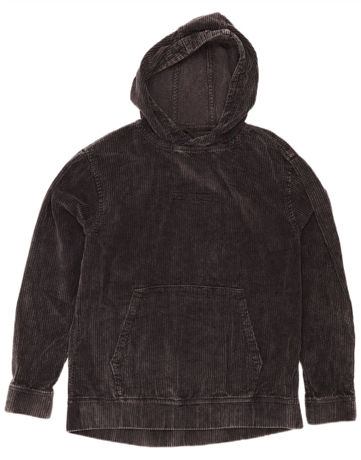 Zara Mens Corduroy Hoodie Jumper Medium Grey Cotton