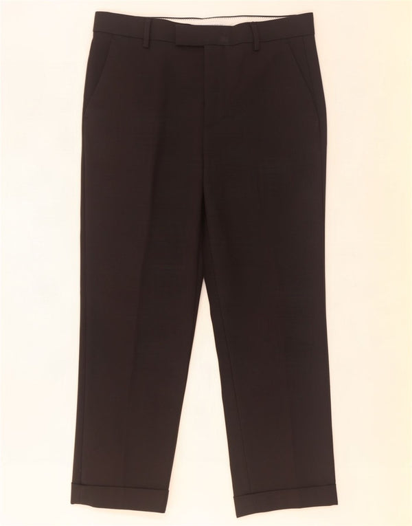 Zara Mujer Pantalón De Traje Recto EU 40 Medium W30 L27 Algodón Negro