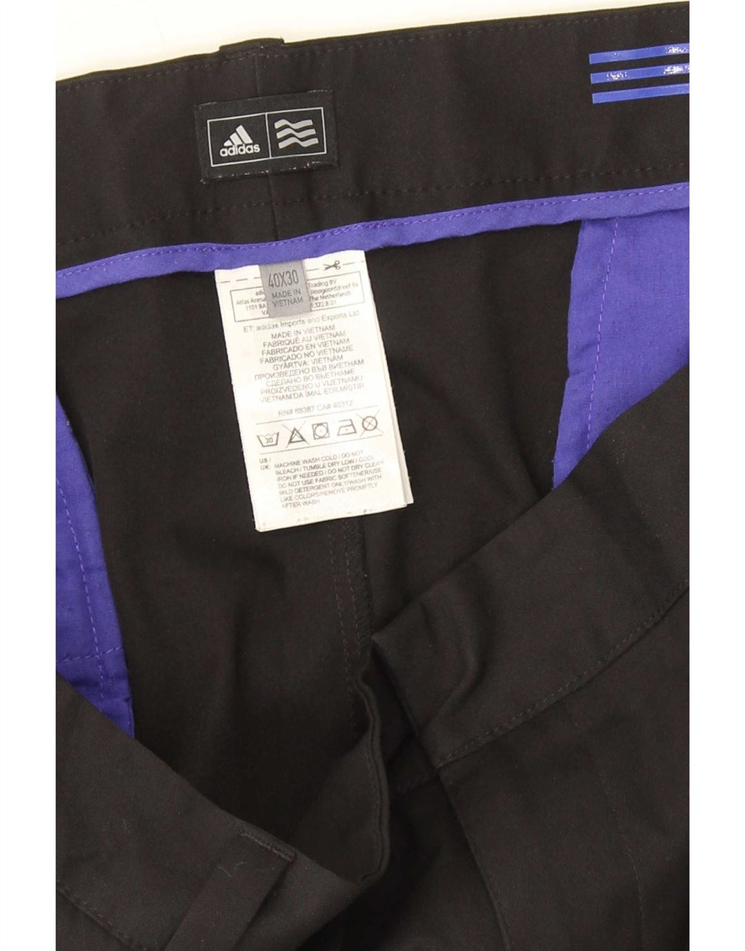 Мужские прямые костюмные брюки Adidas W40 L30, черный полиэстер