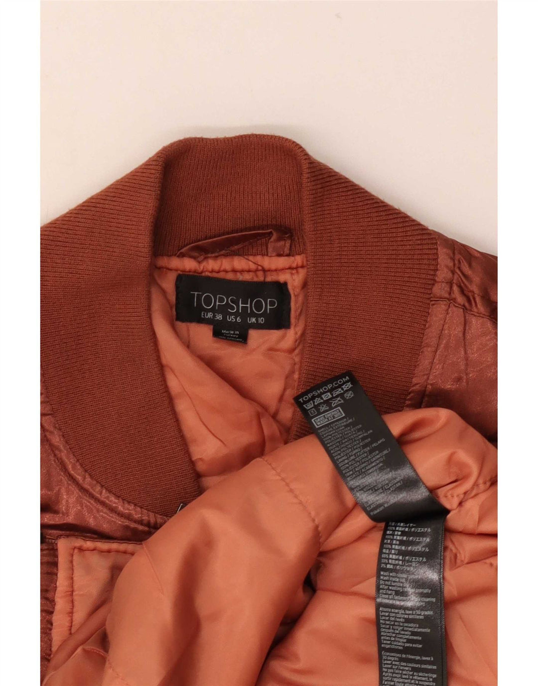 Topshop Bomber oversize da donna UK 10 piccolo poliestere marrone