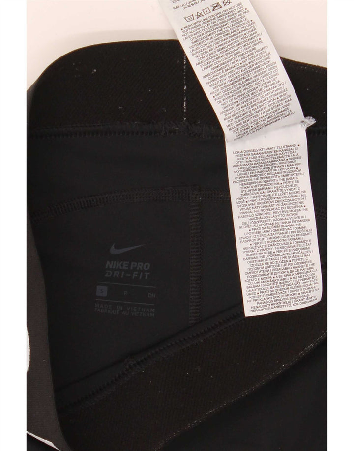 Nike Womens Dri Fit Graphic Sport Shorts UK 8 Small Black Polyester