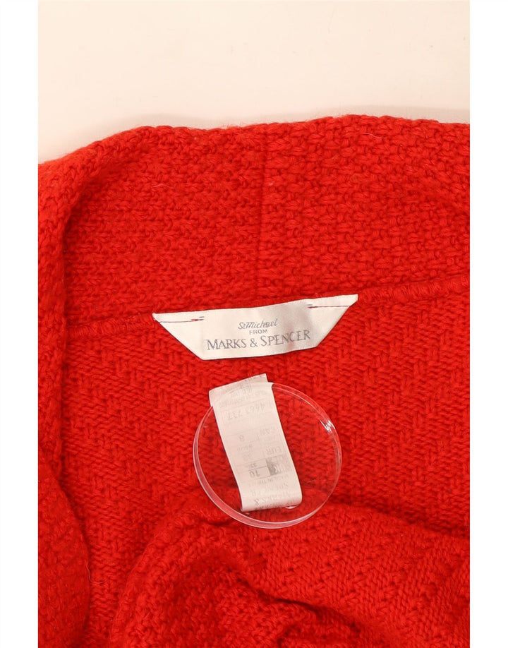 Marks & Spencer Pull cardigan ouvert court pour femme UK 10 Petite laine rouge