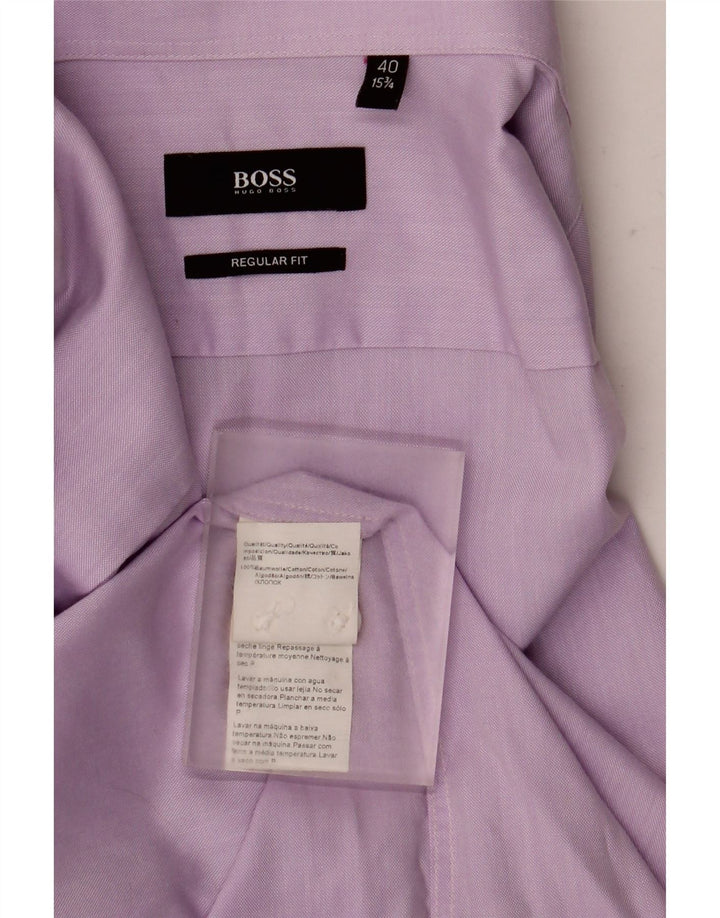 Hugo Boss Mens Regular Fit Shirt Size 4015 3/4  Medium Purple Cotton