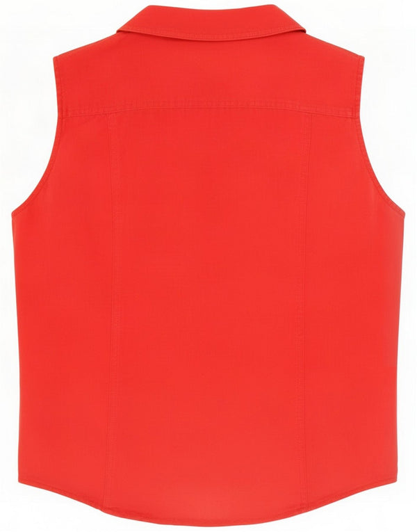 Invicta Damen ärmellose Hemdbluse UK 16 Large Red Linen