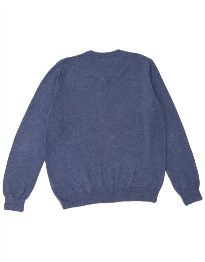 MARKS & SPENCER Mens V-Neck Jumper Sweater Medium Blue Cotton