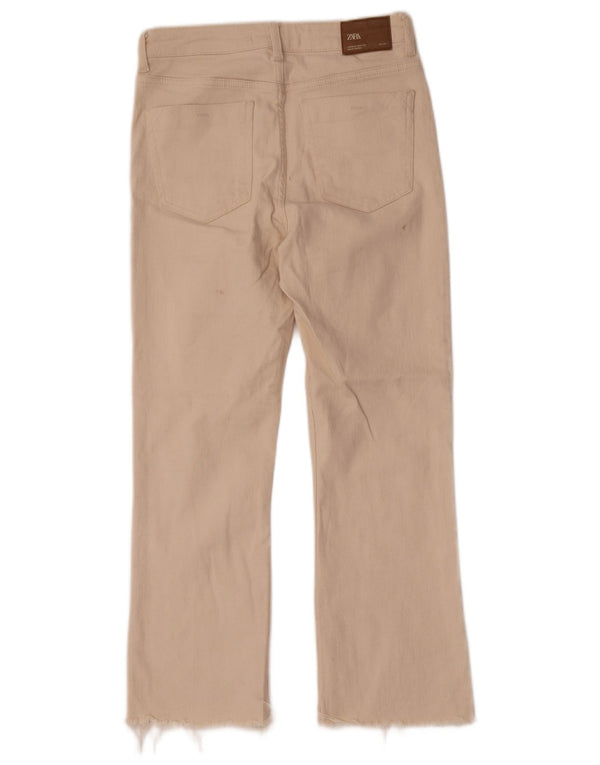 Zara Womens Bootcut Casual Trousers EU 38 Small W28 L26 Off White Cotton