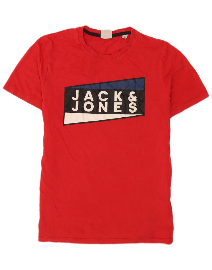 Jack & Jones Mens Graphic T-Shirt Top Medium Red Cotton