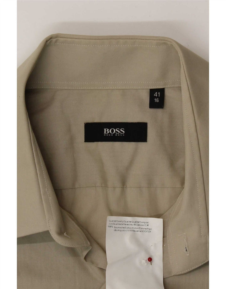 Hugo Boss Mens Shirt Size 41 16 Large Khaki Cotton