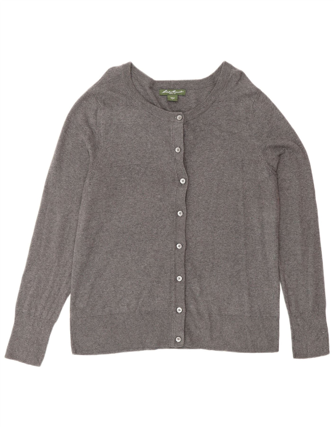 EDDIE BAUER Womens Cardigan Sweater UK 16 Large Grey Cotton