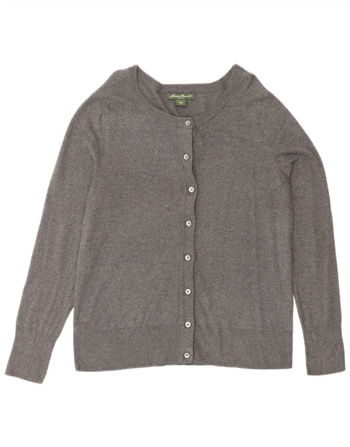 EDDIE BAUER Womens Cardigan Sweater UK 16 Large Grey Cotton
