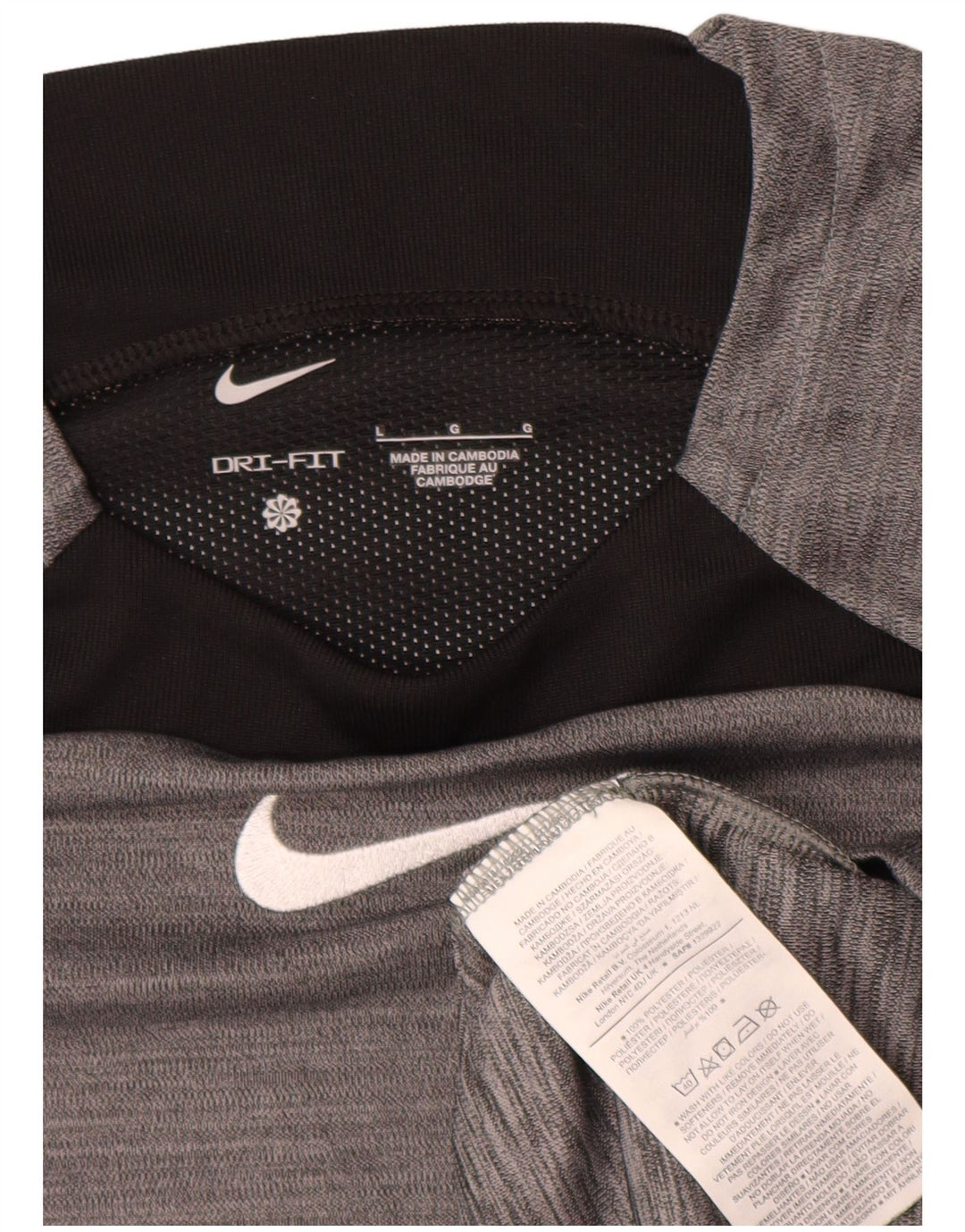 Nike Mens Dri Fit T-Shirt Top Large Grey Colourblock Polyester