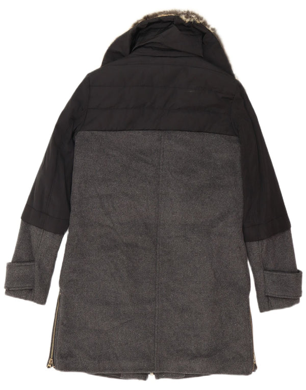 Zara Damen Übergroßer Mantel UK 6 XS Schwarzer Farbblock