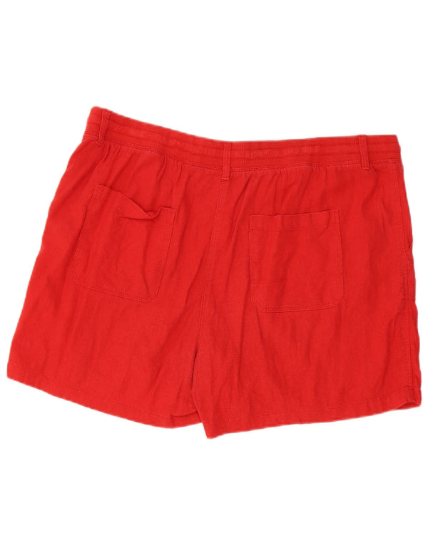 Marks & Spencer Womens Casual Shorts UK 16 Large W38 Red Linen