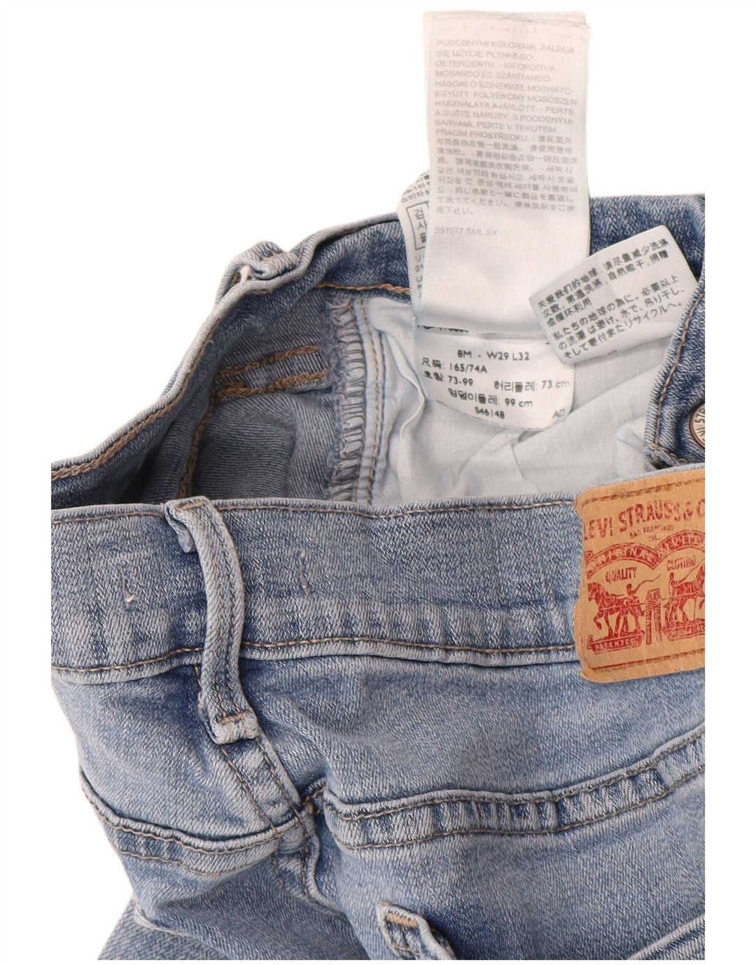 LEVI'S Damen 505 Straight Jeans US 8 Medium W29 L32 Blaue Baumwolle