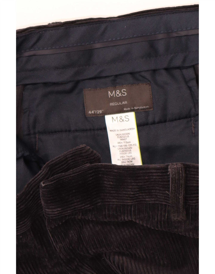 Marks & Spencer Mens Straight Regular Corduroy Trousers W44 L29 Black