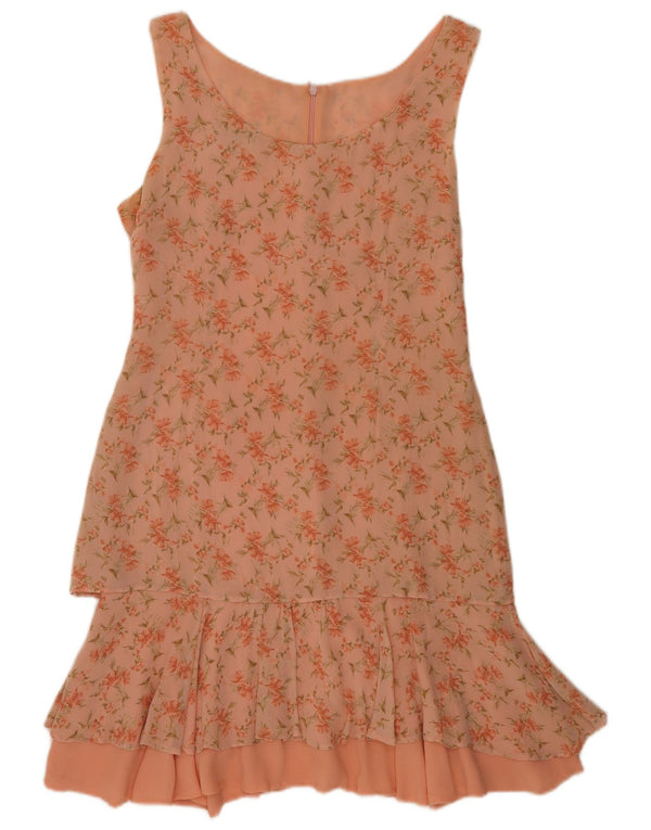 ON5IVE Dame ærmeløs Drop Waist Dress UK 10 Small Pink Floral Polyester