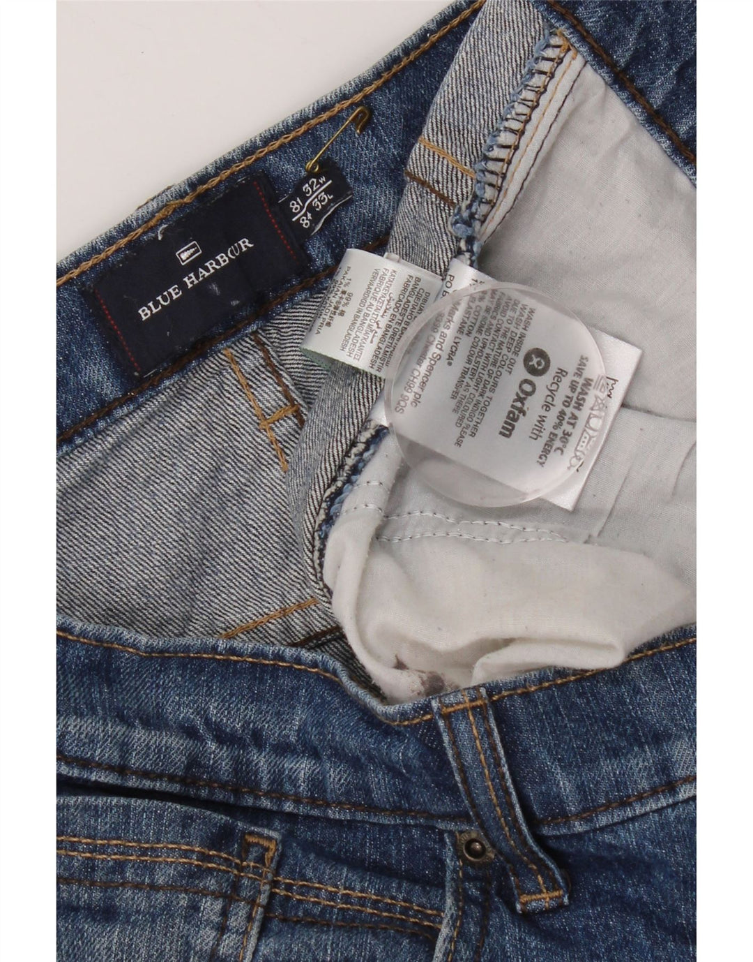 Marks & Spencer Herre Blue Harbor Straight Jeans W32 L33 Blue Cotton