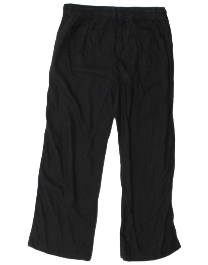 Marks & Spencer Womens Regular Trousers UK 16 Large W34 L30 Black Cotton
