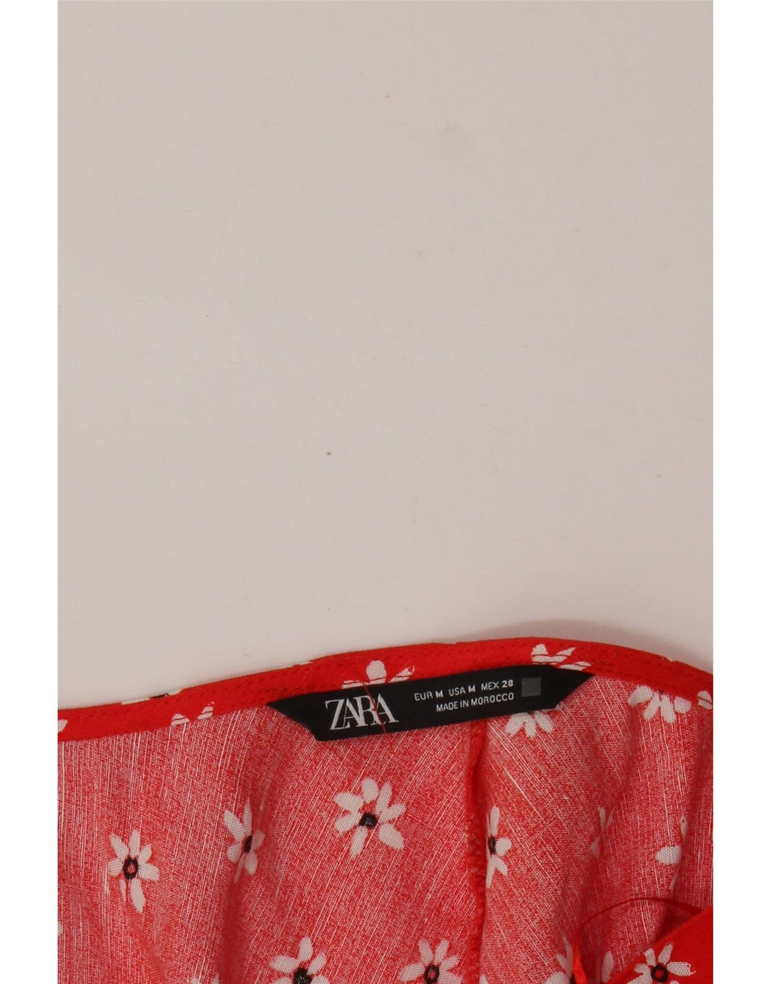 Zara Womens Long Sleeve Front Tie Crop Top UK 12 Medium Red Floral