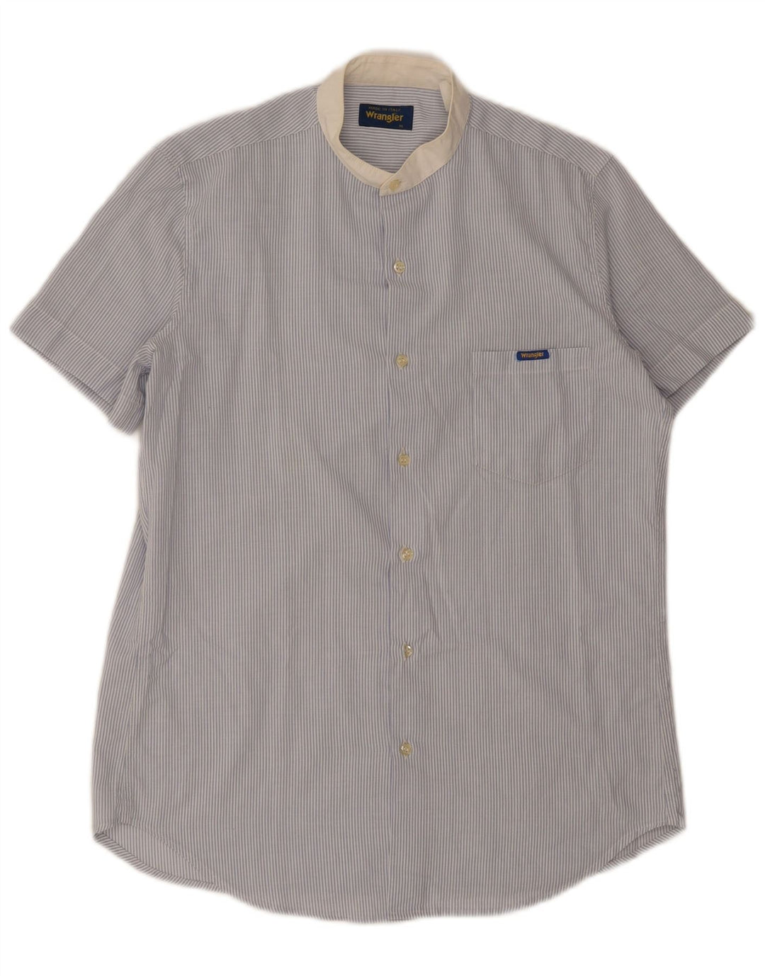 Wrangler Mens Short Sleeve Shirt Medium Blue Striped