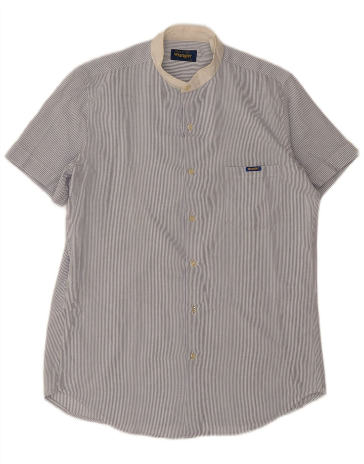 Wrangler Mens Short Sleeve Shirt Medium Blue Striped
