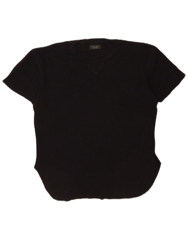 Zara Herre T-Shirt Top Stor Sort Bomuld