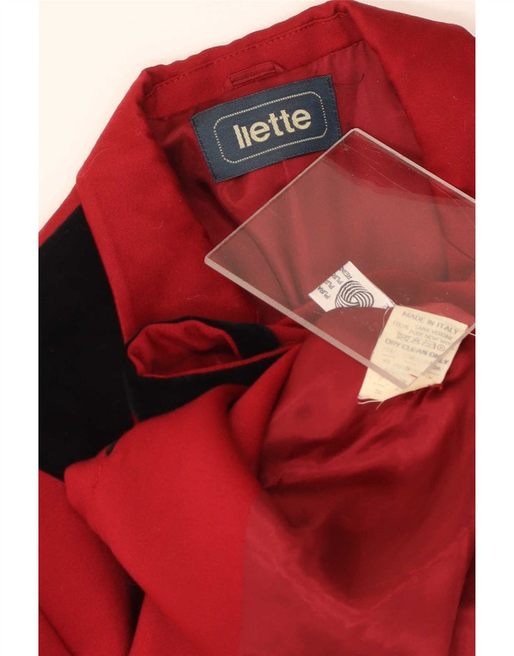 Jaqueta Blazer Longline Feminina Vintage de 2 Botões Reino Unido 12 Colorblock Vermelho Médio