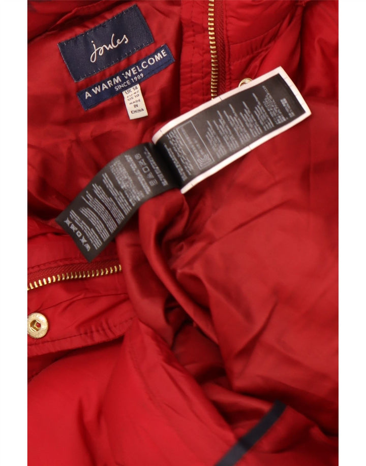 Joules Womens Hooded Padded Coat UK 14 Large Red Polyamide