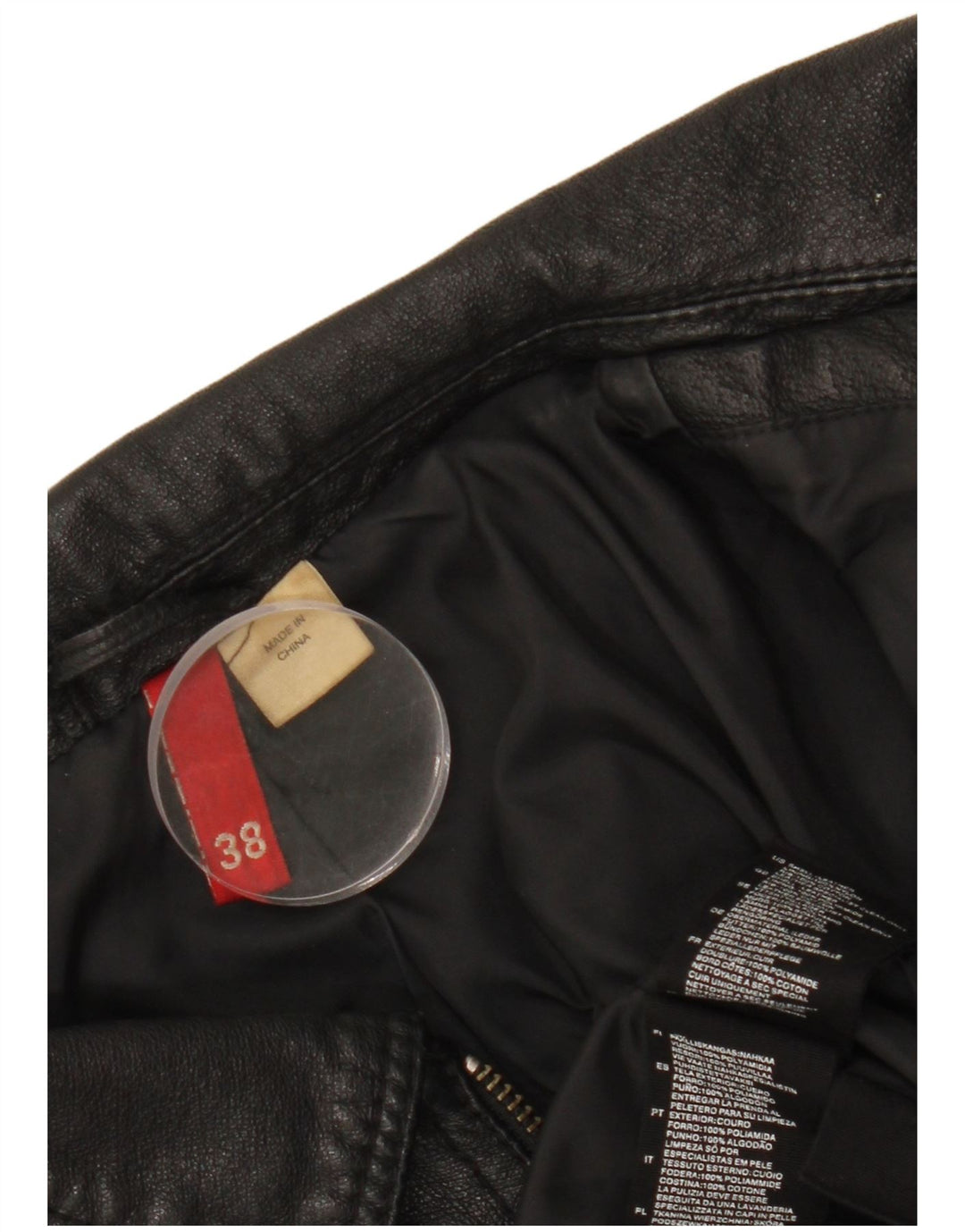 H&M Dame Crop Læderjakke EU 38 Medium Sort Læder