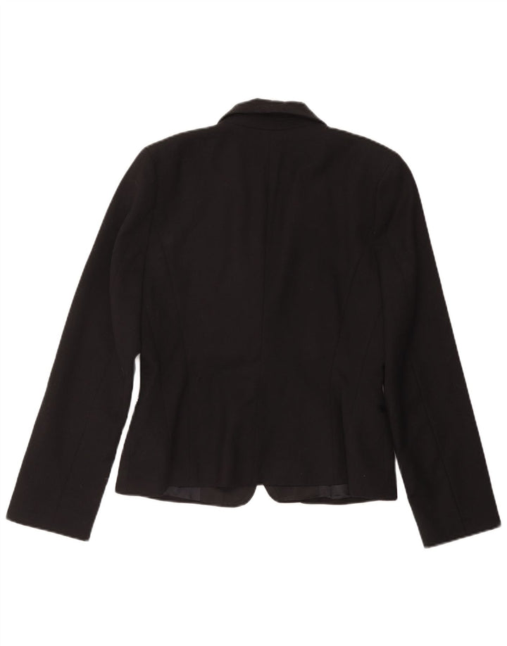 Zara Womens 1 Button Blazer Jacket UK 16 Large Black Wool