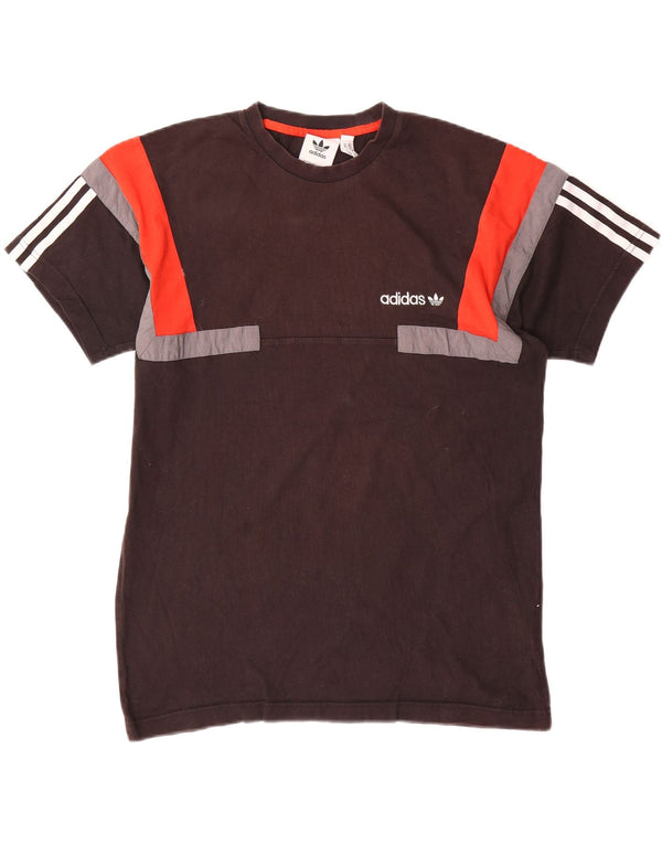 Adidas Herre T-Shirt Top Medium Sort Colourblock Bomuld