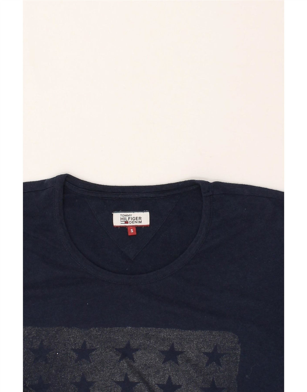 TOMMY HILFIGER Mens Graphic T-Shirt Top Small Navy Blue Vintage Tommy Hilfiger and Second-Hand Tommy Hilfiger from Messina Hembry 