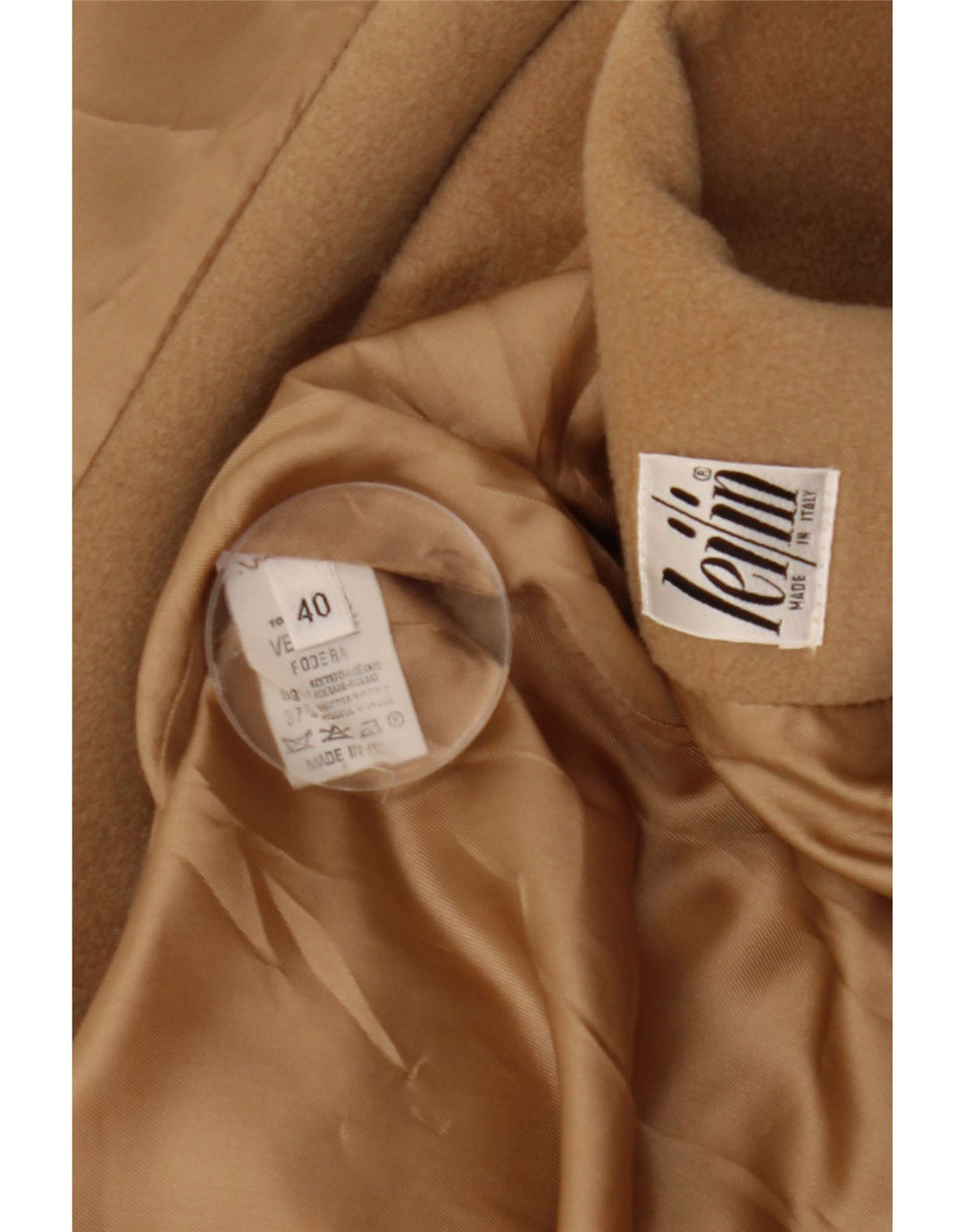 Vintage Womens Oversized Overcoat IT 40 Small Beige Wool