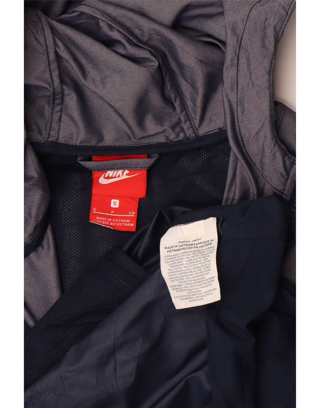 Nike Womens Hooded Oversized Rain Jacket UK 10 Small Grey Colourblock Nylon