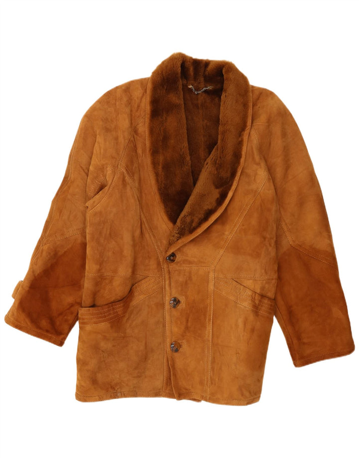 Vintage férfi Shearling dzseki IT 54 2XL barna