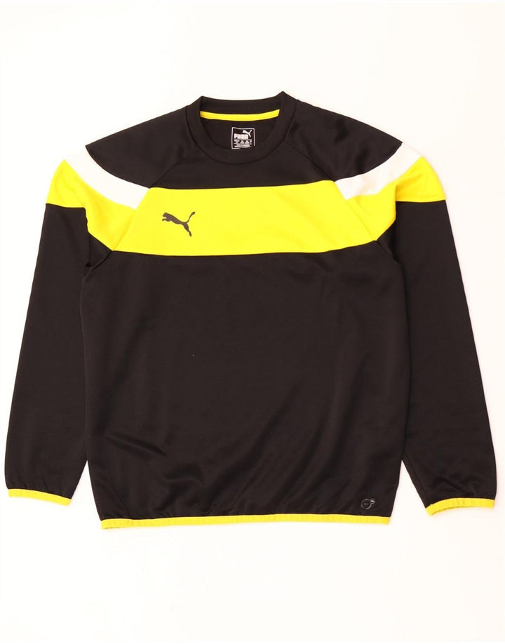 Puma Mens Top Long Sleeve Large Black Colourblock Polyester