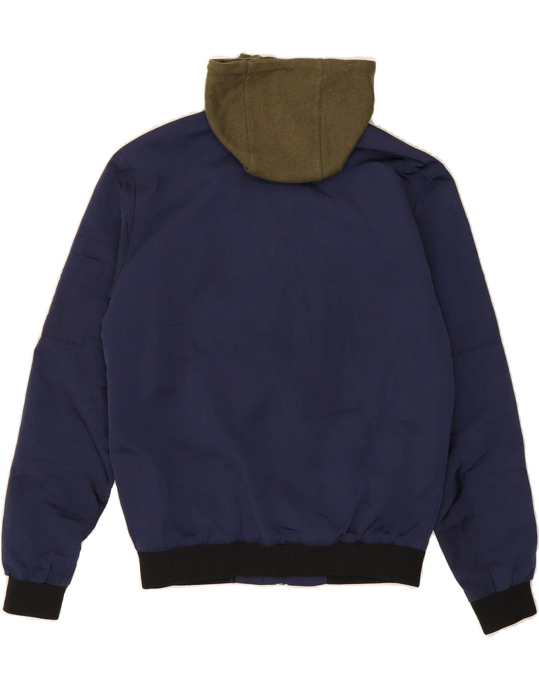 ZARA Mens Hooded Bomber Jacket UK 36 Small Navy Blue Colourblock Vintage Zara and Second-Hand Zara from Messina Hembry 