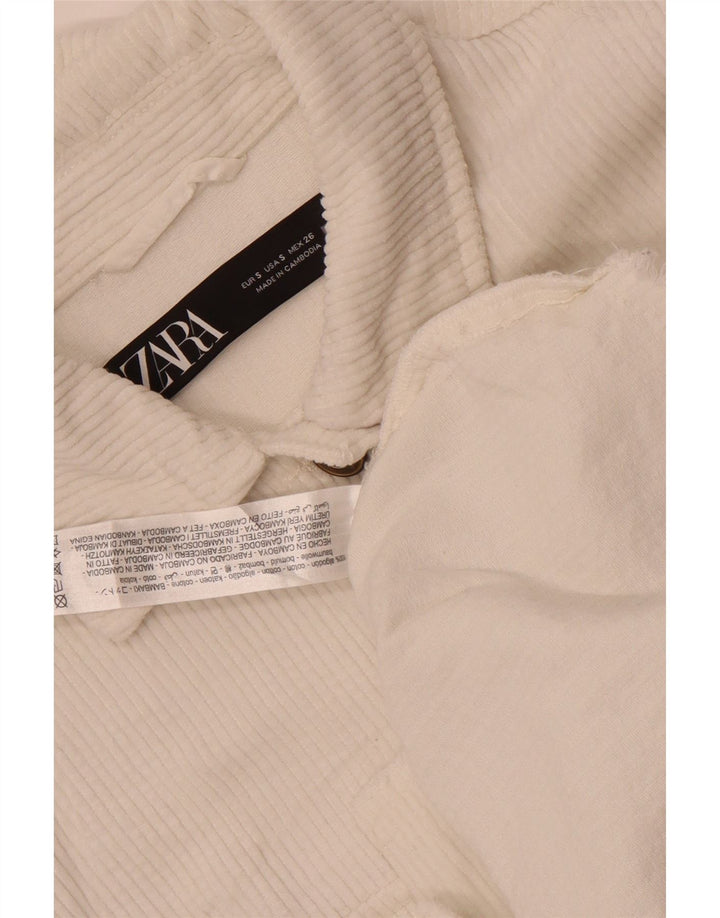 Zara Veste surdimensionnée en velours côtelé pour femme UK 10 Petit coton blanc
