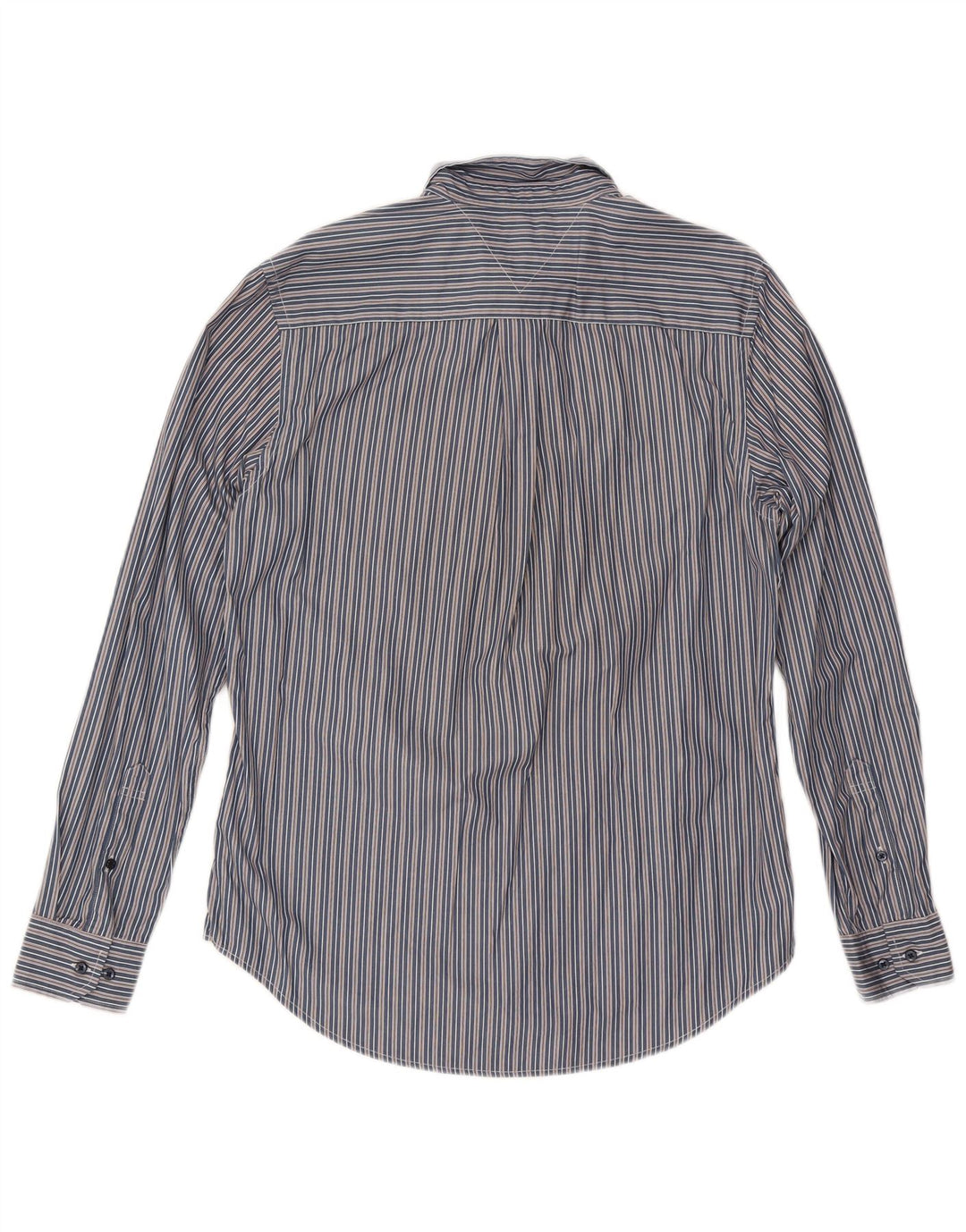 Tommy Hilfiger Mens Custom Fit Shirt Medium Navy Blue Striped Cotton